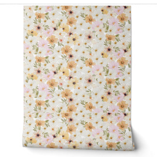 Aquarel Bloemen Print Getextureerd behang