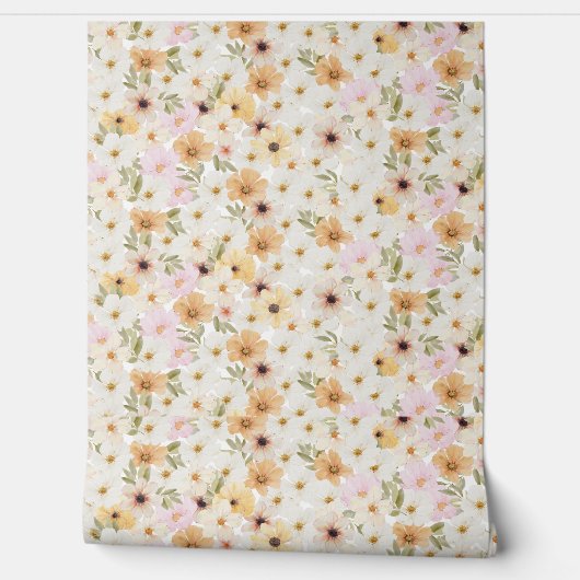 Aquarel Bloemen Print Getextureerd behang (Afrollen)