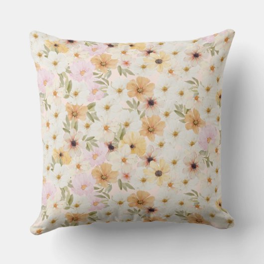 Aquarel Bloemen Print Gooi Kussen (Achterkant)