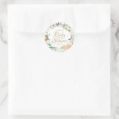 Aquarel Bloemen Roos Goud Script Baby shower Ronde Sticker (Tas)