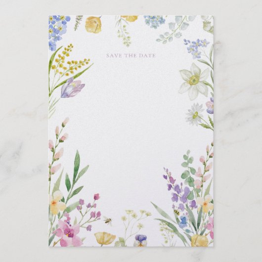 Aquarel Bloemen save the date Kaart (Voorkant)