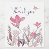 Aquarel Bloemen Thank You Wijnlabel – Elegant Wijn Etiket (Enkel label)