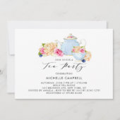 Aquarel Bloemen Theepartij Uitnodiging (Voorkant)