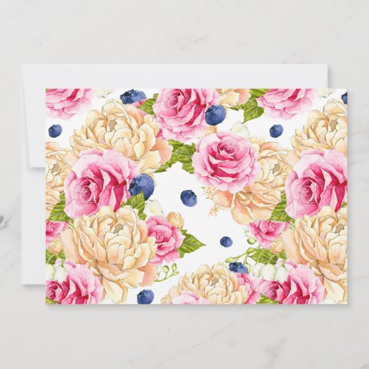 Aquarel Bloemen Theepartij Uitnodiging (Achterkant)