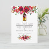 Aquarel bloemen verlovingsfeest uitnodiging (Staand voorkant)