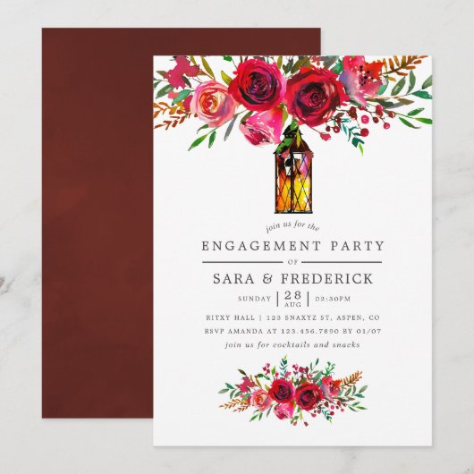 Aquarel bloemen verlovingsfeest uitnodiging (Voorkant / Achterkant)
