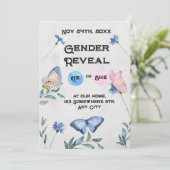 Aquarel Bloemen Vlinder Uitnodiging (Staand voorkant)