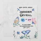 Aquarel Bloemen Vlinder Uitnodiging (Voorkant / Achterkant)