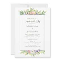 Aquarel Bloemen Vlinders Verlovingsfeest