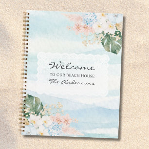 Aquarel Bloemen Welkom Strandhuis Guestbook Notitieboek