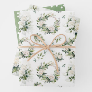 Aquarel Bloemen Witte Rozen Inpakpapier Vel