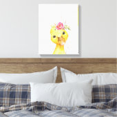 Aquarel Bloemendecoratie Eend Farmhouse Stijl Kuns Canvas Afdruk (Insitu (Slaapkamer))