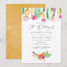 Aquarel Bloemendekor Tropische Zomer Strand Huweli Kaart