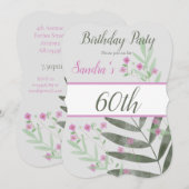 Aquarel bloemenfeest 60e verjaardag kaart (Voorkant / Achterkant)