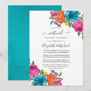 Aquarel Bloemenfeest Online Virtuele Trouwdag Kaart