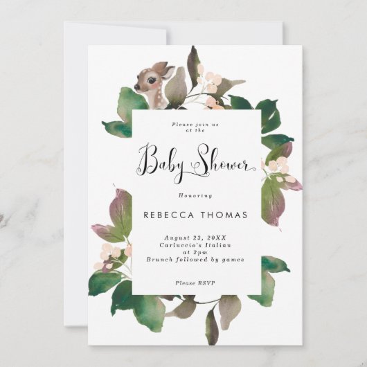 aquarel bloemenhert baby shower kaart (Voorkant)