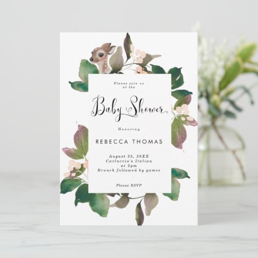 aquarel bloemenhert baby shower kaart (Staand voorkant)