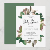 aquarel bloemenhert baby shower kaart (Voorkant / Achterkant)