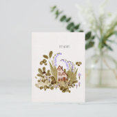 Aquarel bloemenhuisje briefkaart (Staand voorkant)