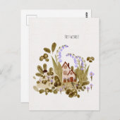 Aquarel bloemenhuisje briefkaart (Voorkant / Achterkant)