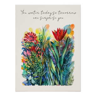 Aquarel bloemenposter met citaat perfect poster