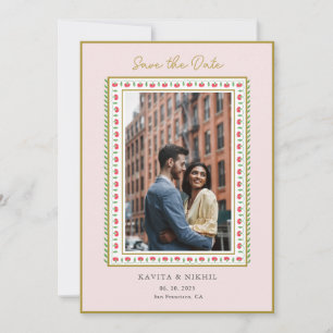 Aquarel bloemenrand Foto Bewaar de Datum Save The Date