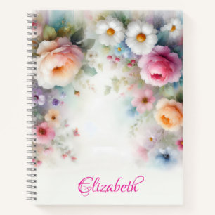 Aquarel Bloemenschildering Cute Sjabloon Notitieboek