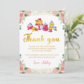 Aquarel Bloementuin Thee Party Bedankkaart Kaart (Staand voorkant)