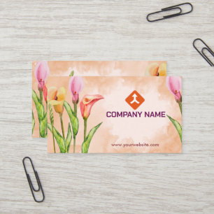 Aquarel Bloemig Handgetekend Ontwerp  Visitekaartje