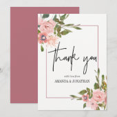 Aquarel bloemig Roze en Roségoud Bedankt (Voorkant / Achterkant)