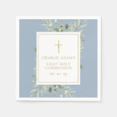 Aquarel Bloemig Vaalblauw Doopfeest Servet (Voorkant)