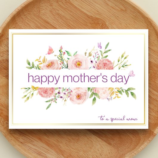 Aquarel Bloemige Gelukkige Moederdag Kaart