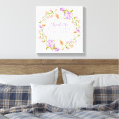 Aquarel Bloemige Gepersonaliseerde Baby Geboorte S Canvas Afdruk (Insitu (Slaapkamer))