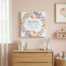 Aquarel Bloemige Gepersonaliseerde Baby Geboorte S