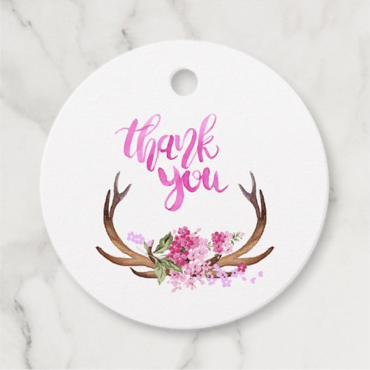 Aquarel Bloemige Geweien Bedankt Aanpasbaar Bedankjes Labels (Voorkant)