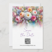 Aquarel Bloemige Handgeschreven Script Save The Da Date (Achterkant)