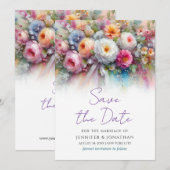 Aquarel Bloemige Handgeschreven Script Save The Da Date (Voorkant / Achterkant)