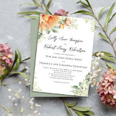 Aquarel Bloemige Perzik Elegante Trouwdag Kaart