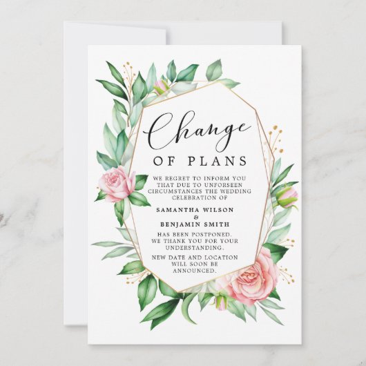 Aquarel Bloemige Planwijziging Aankondiging (Voorkant)