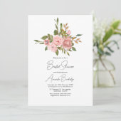 Aquarel bloemige Roze Roze Bruilofts Uitnodiging (Staand voorkant)