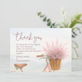 Aquarel Bloemige Vintage Fiets Verlovingsfeestje Bedankkaart (Staand voorkant)