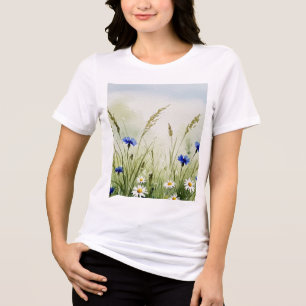 Aquarel bloemillustratie Tri-Blend shirt