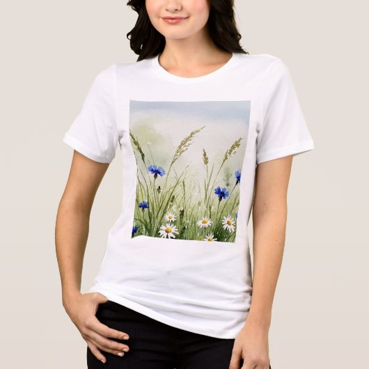 Aquarel bloemillustratie Tri-Blend shirt (Voorkant)