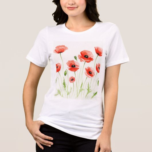 Aquarel bloemillustratie Tri-Blend shirt (Voorkant)