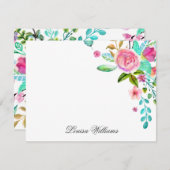 Aquarel Bloemkaartjes Notitiekaartje (Voorkant / Achterkant)