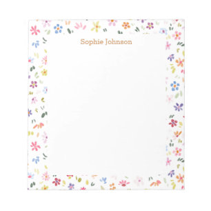 Aquarel Bloemmotief Mooie Gepersonaliseerde Notitieblok
