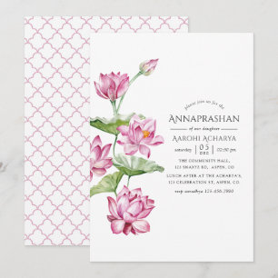 Aquarel Bloemrijke Annaprashan Eerste Rijstceremon Kaart
