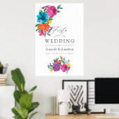 Aquarel Bloemrijke Fiesta Bruiloft Welkom Poster (Thuiskantoor)