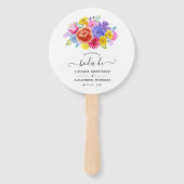 Aquarel Bloemrijke Spaanse Fiesta Bruiloft Bedankt Handwaaier (Voorkant)