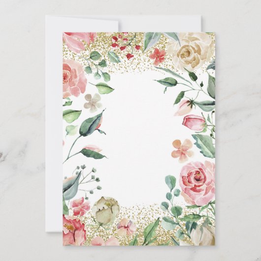 Aquarel Bloemrijke Tuin Thee Party Bedankkaart Kaart (Achterkant)